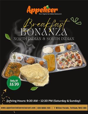 Enjoy 4 varieties of Indian Breakfast Thali for just £6.99! 😋✨
 
#IndianBreakfast #4Varieties #BreakfastThali #LondonFood #TastyBites #FoodLovers at Appetiser in Feltham