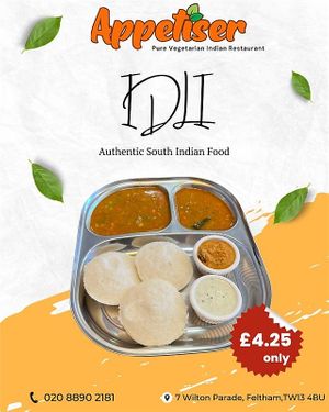 Hot & soft Idli served with authentic South Indian flavours 😋
Pure veg, comforting & delicious!
⏰ Hurry up! at just £4.25
📍 Appetiser – Feltham
 
#IdliLove #SouthIn at Appetiser in Feltham