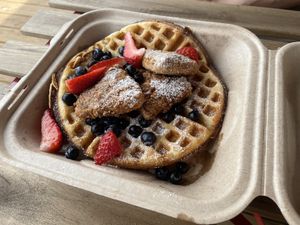 Chick’n & waffle (weekend brunch menu) at Side Chicks in San Antonio
