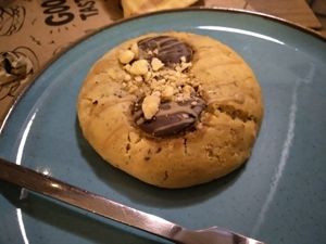 Vegan cookie with hazelnut at Rubik's in Thessaloniki