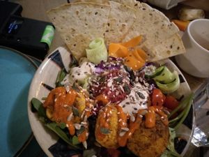 Falafel Buddha bowl at Rubik's in Thessaloniki