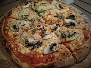 Vegan pizza at Rubik's in Thessaloniki