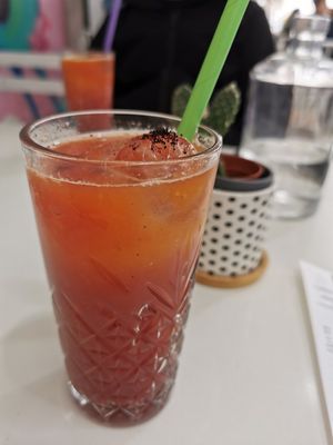 Orange, pomegranate and acai fresh juice at Rubik's in Thessaloniki