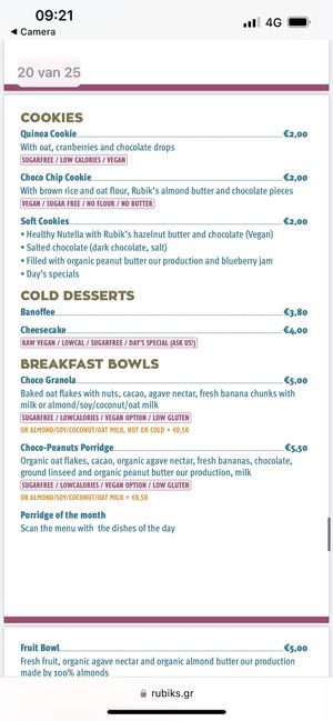 Menu  at Rubik's in Thessaloniki