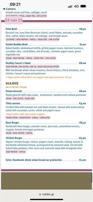 Menu  at Rubik's in Thessaloniki