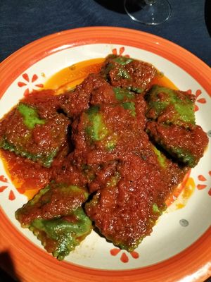 Ravioli verdi al pomodoro at La Tegia Di Ogni in Forli