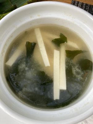 Miso soup with home made Miso at An Nhien Garden in Hue