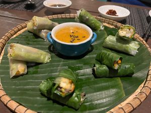 Onion spring rolls  at An Nhien Garden in Hue