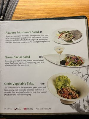 Menu  at An Nhien Garden in Hue