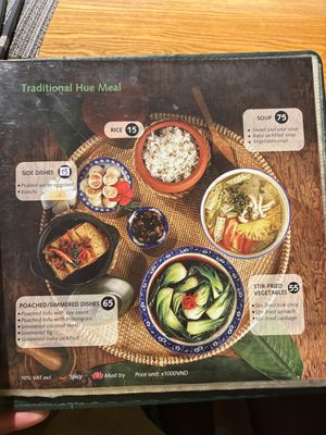 Menu  at An Nhien Garden in Hue