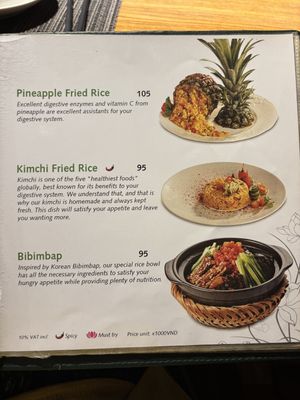 Menu  at An Nhien Garden in Hue