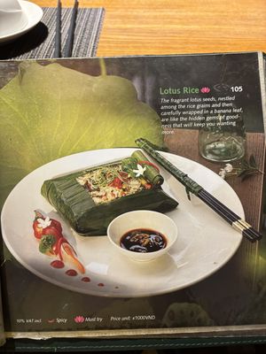 Menu  at An Nhien Garden in Hue