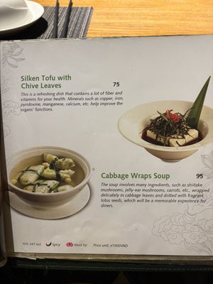 Menu  at An Nhien Garden in Hue