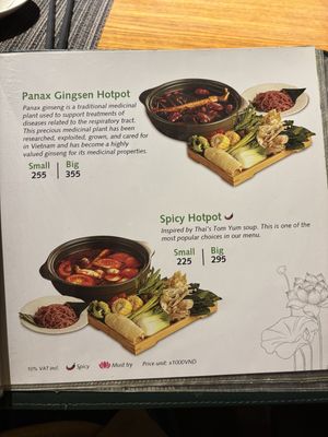 Menu  at An Nhien Garden in Hue