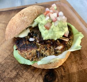 Three bean burger  at Alkalime in Abu Dhabi