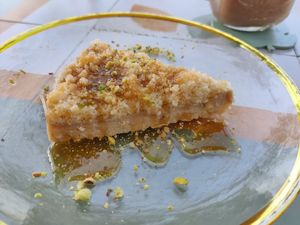 Vegan kunafa. This is very nice at Alkalime in Abu Dhabi