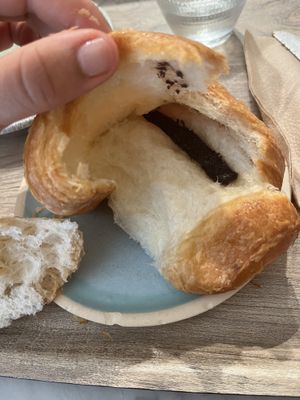 Pain au chocolate- cold hard stick of chocolate that was completely flavorless - certainly not the best in the city   at Land & Monkeys - Amsterdam in Paris