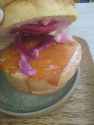 Vegan salmon bagel at Land & Monkeys - Amsterdam in Paris