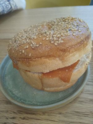 Vegan salmon bagel at Land & Monkeys - Amsterdam in Paris