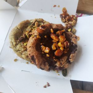 Pistachio cookie and chocolate/nut cookie at Land & Monkeys - Amsterdam in Paris