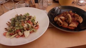 Caesar's salad and bruschetta (I think) at Spargel Kohvik in Tartu
