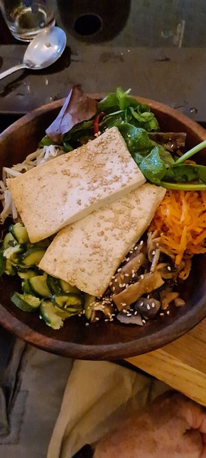 Mixed vegetables, tofu and rice. at Kogi Korean Cuisine in Brighton