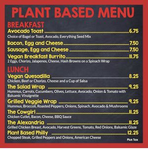 Separate Vegan Menu  at Utopia Bagels in Queens