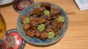 Boniato asado con naranjas y alioli de cilantro at Suquía Café in Mallorca