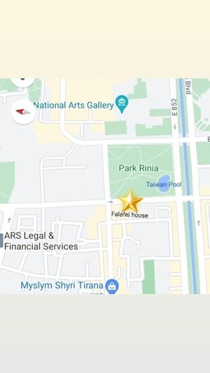 Map of the place. In the center of Tirana. at Falafel House in Tirana