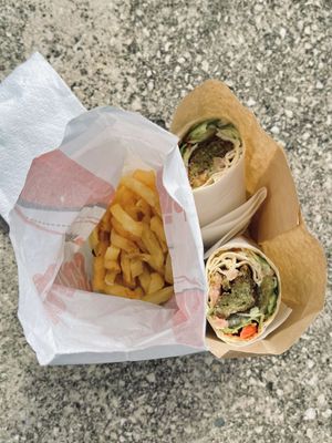 Large wrap and fries   at Falafel House in Tirana