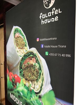 Display at Falafel House in Tirana