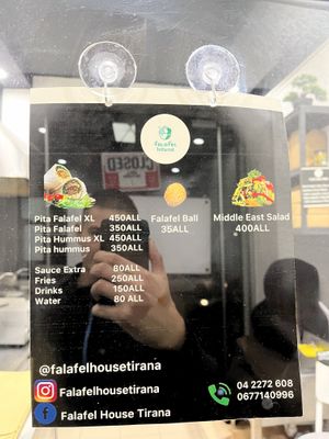 Menu  at Falafel House in Tirana