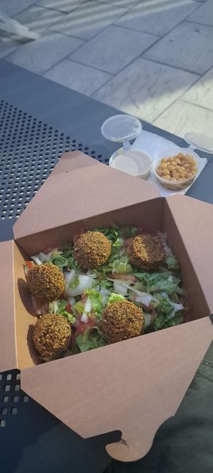 Sallate com falafels at Falafel House in Tirana