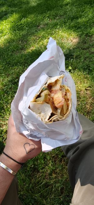 Large Falafel Wrap which added an extra falafel and a couple of chips at Falafel House in Tirana