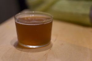 small glass unfiltered beer at Gemello Vegan Pizza in Berlin