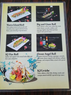 Sushi menu at Thai Sushi by KJ in Naples