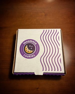 Box 😂 but very good cookies  at Insomnia Cookies in Philadelphia