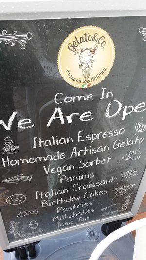 Sign outside at Gelato & Co. in Naples