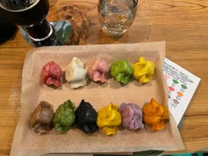 Tasting plate of 11  at Vegan Gyoza Yu Cafe in Tokyo