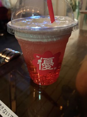 Strawberry soda   at Vegan Gyoza Yu Cafe in Tokyo