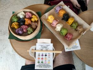 Two 11 piece sets, steame/ fried at Vegan Gyoza Yu Cafe in Tokyo