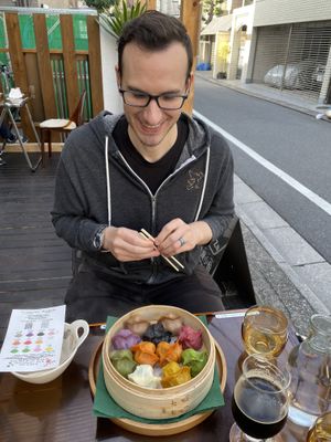 Steamed platter (2 mushroom gyoza swapped)  at Vegan Gyoza Yu Cafe in Tokyo