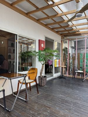 Courtyard area  at Vegan Gyoza Yu Cafe in Tokyo