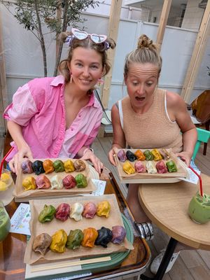 Wish we could time travel back and do it again with empty stomachs. at Vegan Gyoza Yu Cafe in Tokyo