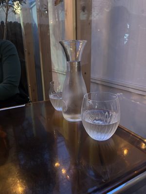 Free water  at Vegan Gyoza Yu Cafe in Tokyo