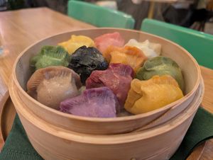 11 colourful gyoza. at Vegan Gyoza Yu Cafe in Tokyo