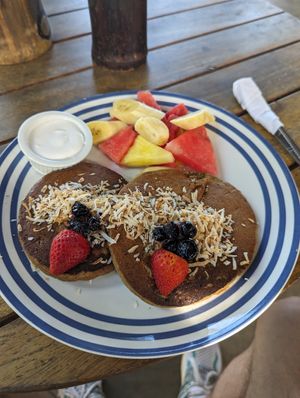 Blueberry coconut pancakes at El Pital in Ometepe