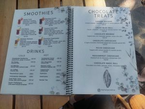 Drinks and chocolate menu at El Pital in Ometepe