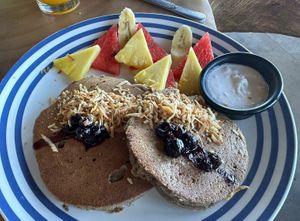 Blueberry coconut yogurt pancakes   at El Pital in Ometepe