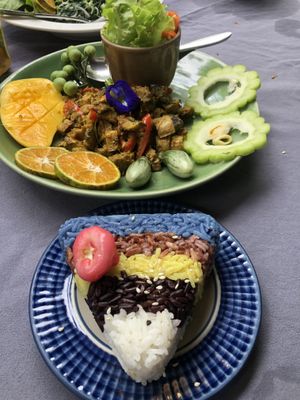 Rice and mushrooms at Meena Rice Based Cuisine in Chiang Mai